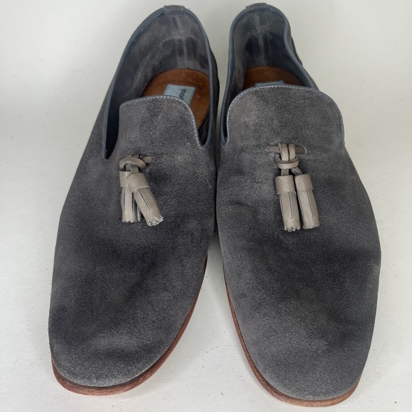 Modern Fiction Shoes Loafers Slip Ons Men Size 46 US 13 Gray Suede - Picture 13 of 16